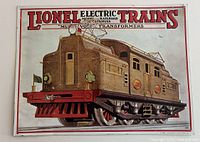 Front view of entire Lionel metal sign showing full graphic and condition