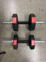 Top view showing both dumbbells