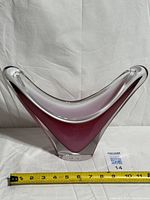 Front view of pink cased glass bowl