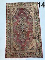 Full view of the Mahal rug showing overall design and wear