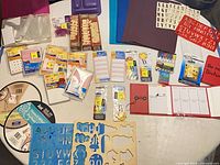 Overview of all packaged craft and planner items on table