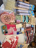 Wide view of all craft items laid on table