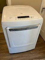 Front view of LG DLE1101W electric dryer