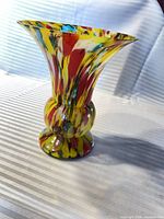 Full view of multicolour hand-blown glass vase