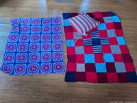 Overall view showing both blankets and two pillows