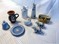 Group shot showing all nine ceramic items