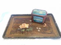 Tray and tin together for size and condition reference