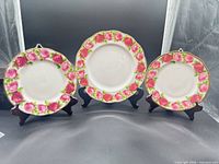 Front view of all three plates on stands