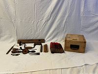 Group shot of all tools and box