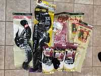 All packs of braiding hair laid out to show quantity and brands