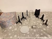 Assorted stands, mirror, patterned box overview