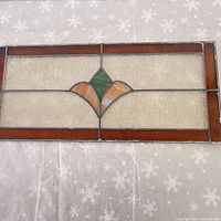 Full view of stained glass panel showing design and size