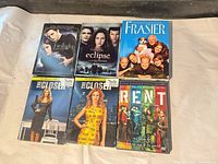 Front view of all six DVD cases