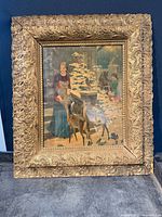 Front view of framed chromolithograph in ornate gilt frame