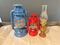 All three lamps side by side showing overall condition and colors