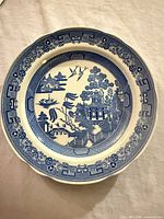 Front view of Spode Blue Room Willow plate showing full design
