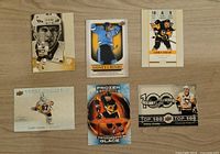 All six Upper Deck Sidney Crosby hockey cards arranged on tabletop