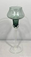 Full view of smoke glass candle holder front