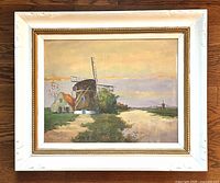 Framed oil painting full view showing artwork and frame