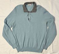 Front view of light blue Gran Sasso cashmere sweater