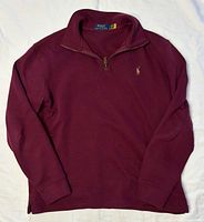 Front view of burgundy Polo Ralph Lauren quarter-zip pullover