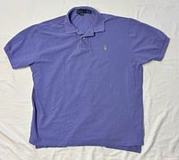 Front view of purple Polo Ralph Lauren shirt laid flat