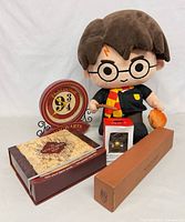 Group shot displaying all five Harry Potter items