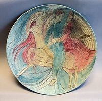 Front view of the decorative earthenware plate