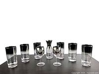 Entire 9-piece glassware set on table