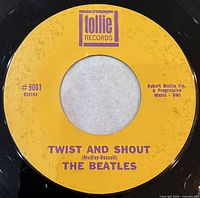 Side A label showing Twist And Shout, yellow label, catalog #9001