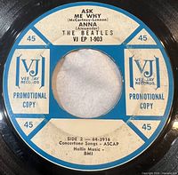 Side 2 label showing Ask Me Why / Anna on white label with blue crossbars