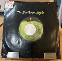 Front of sleeve displaying record through apple cut-out
