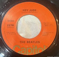 Side A label showing Hey Jude on orange Capitol label