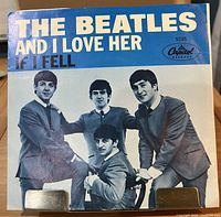 Front of picture sleeve showing title placement and Beatles photo