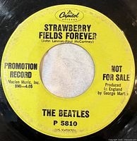 Side A label showing "Strawberry Fields Forever", promo text, catalog P 5810