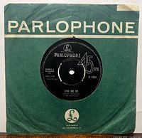 Front of record in green Parlophone sleeve showing label side A