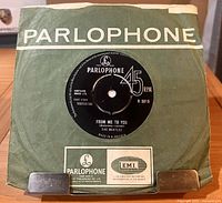 Front view of record in green Parlophone sleeve