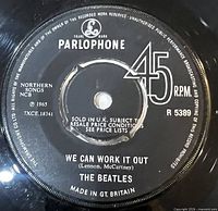 A-side label of Beatles Parlophone R 5389 "We Can Work It Out"