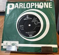 Front of green Parlophone sleeve showing record centre label side A