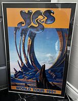 Full view of framed Yes 1991 World Tour poster with Roger Dean artwork