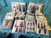 All patterns laid out on fabric backdrop