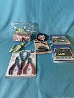 Overview of all items on blue background