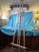 Front view of full-height wooden easel