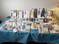 Full lot of pattern envelopes spread on table