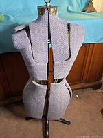 Front view of Judy adjustable lavender dress form on tripod base