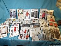 Full layout of all Vogue patterns on sofa