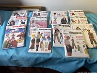 Assortment of pattern envelopes laid out on table