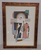 Full view of framed Alfred Gockel painting showing artwork, mat, frame