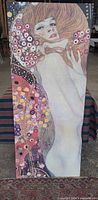 Full view of tall rectangular Klimt-style female nude canvas