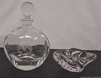 Front view of Bacardi decanter and sculptural ashtray